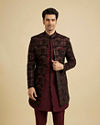 Regal Blue Wine Velvet Ensemble Indo Western